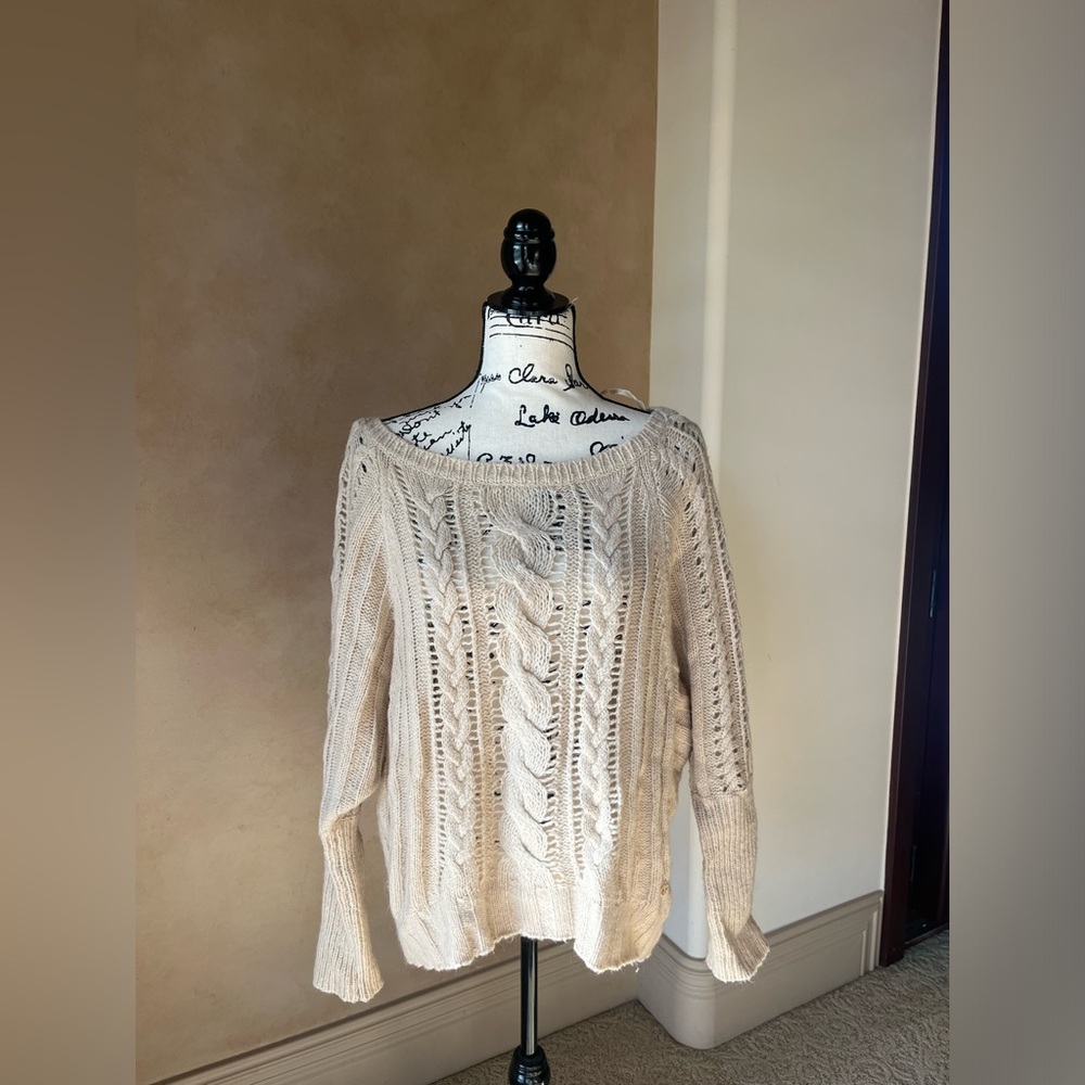 Juicy Couture Off-the-Shoulder Cream Sweater